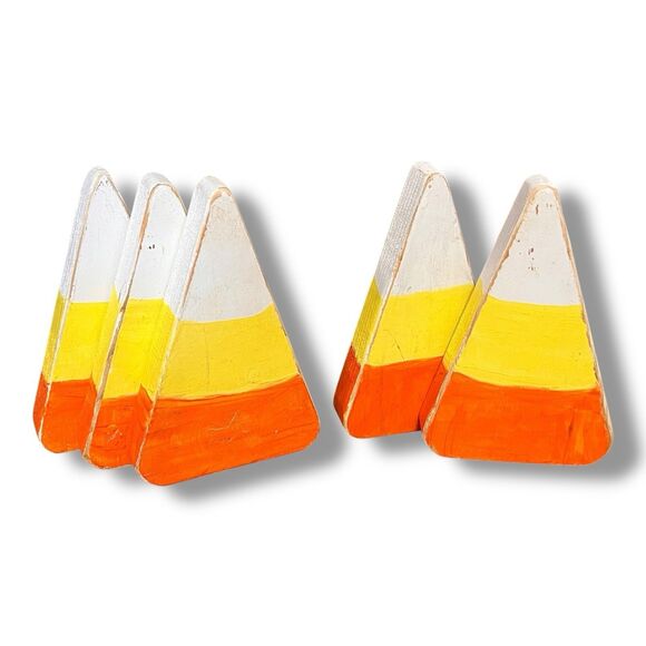 Handmade Wooden Candy Corn Halloween Decoration Set of 5 Distressed - Picture 4 of 8